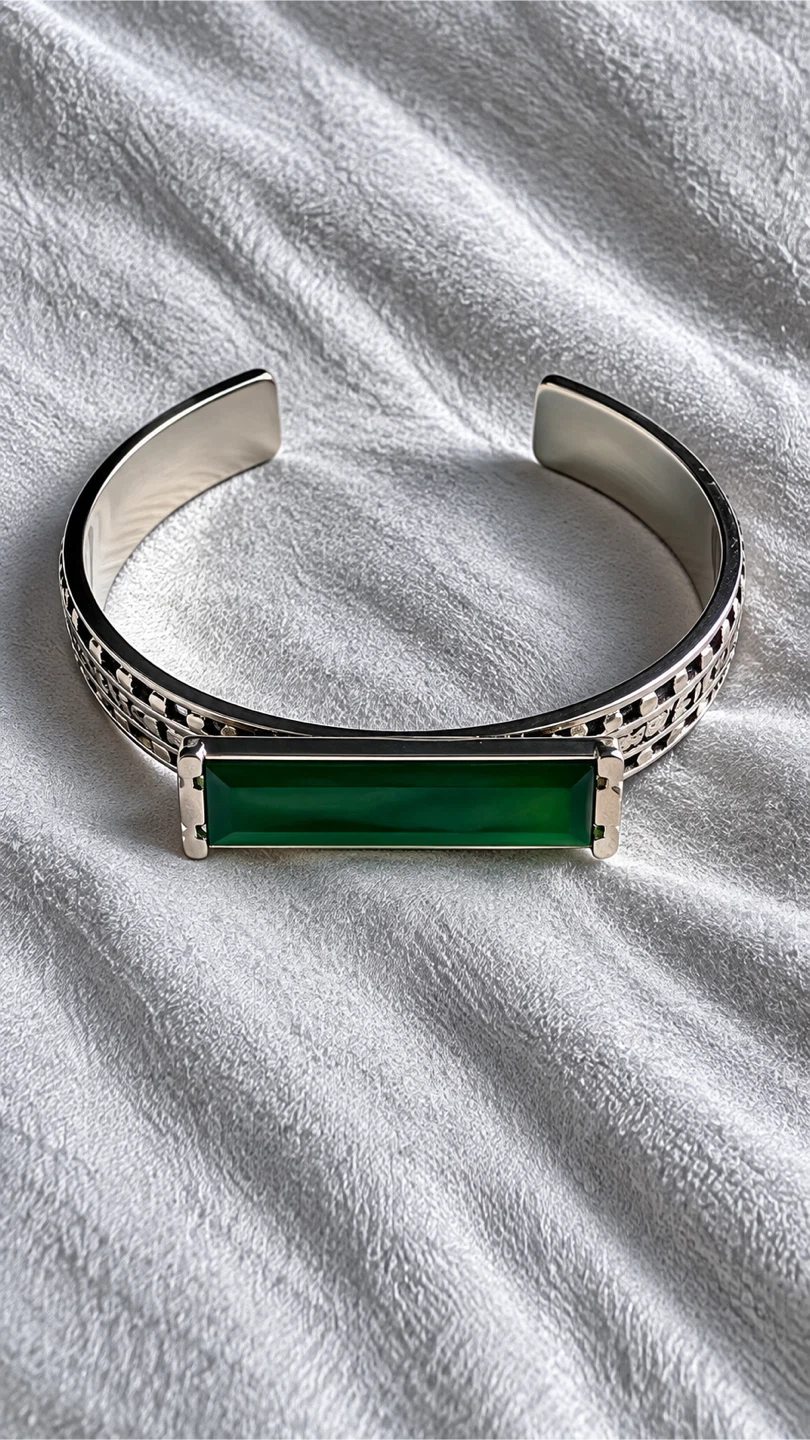 Green Stone Cuff Bracelet