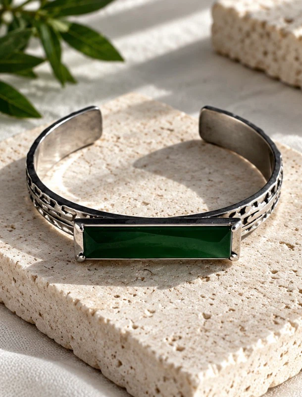 Green Stone Cuff Bracelet - photo 2