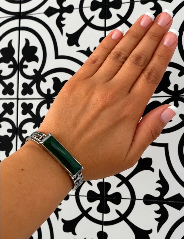 Green Stone Cuff Bracelet - photo 3