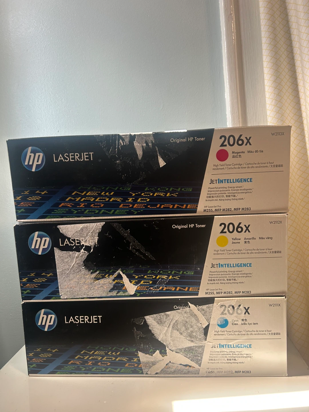 HP 206X Magenta, Yellow, and Cyan Toner Cartridges