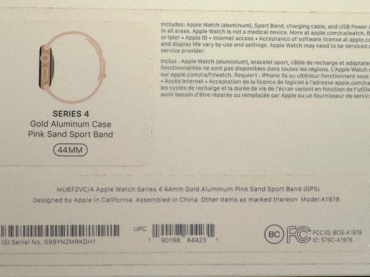 Apple Watch Series 4 44mm Gold Aluminum Pink Sand Sport Band - photo 3