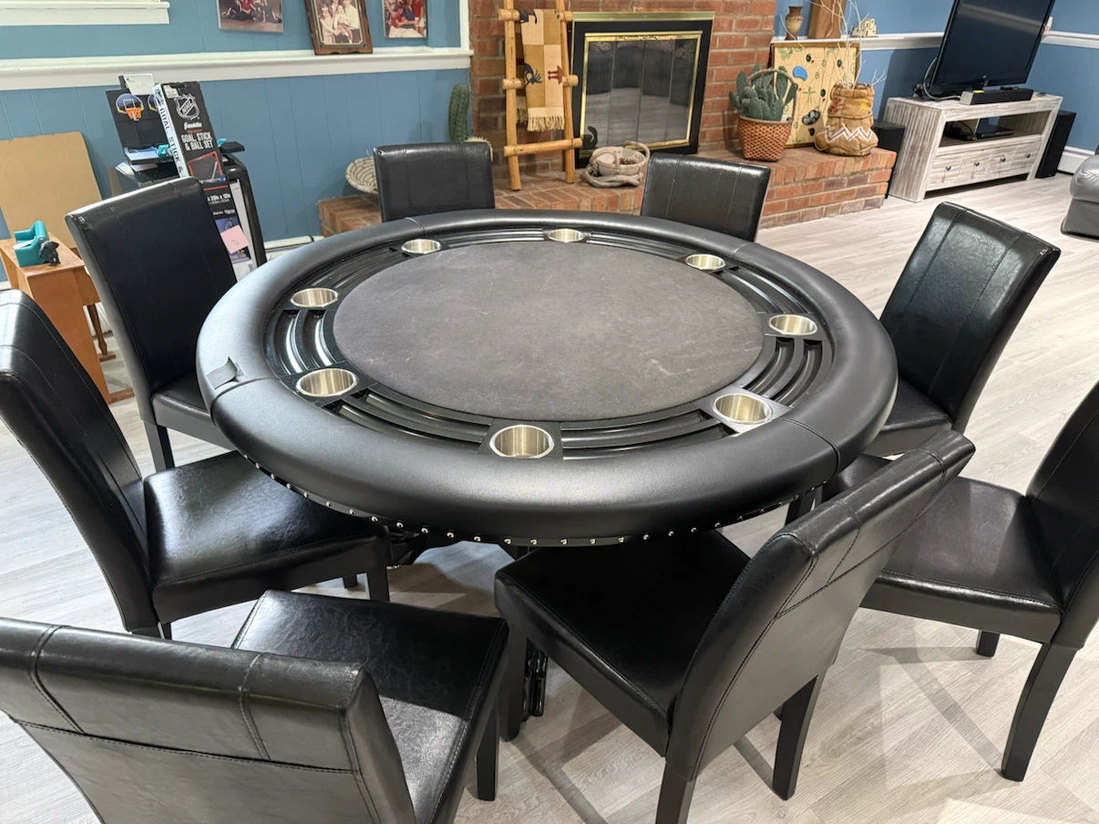 Round Poker Table with 8 Chairs