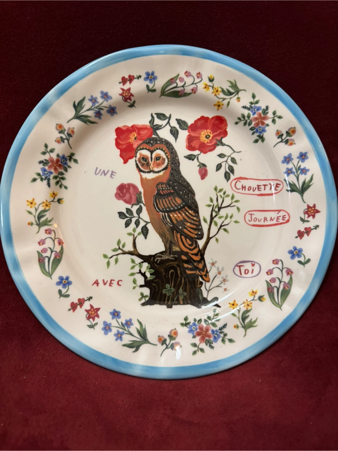 Anthropologie Nathalie Lete Owl Plate 10" - Rare / Collectible