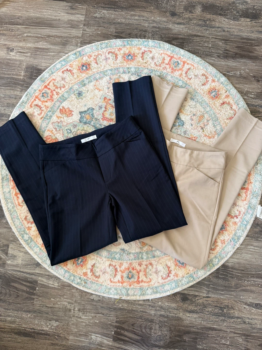 Women's Dress Pants - Navy Pinstripe & Beige