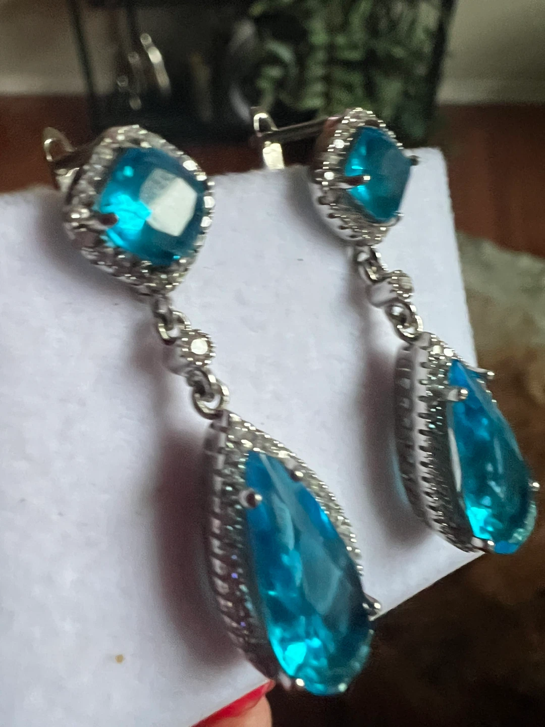 925 Silver Drop Earrings with Blue topaz