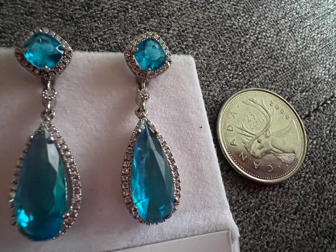 925 Silver Drop Earrings with Blue topaz - photo 3