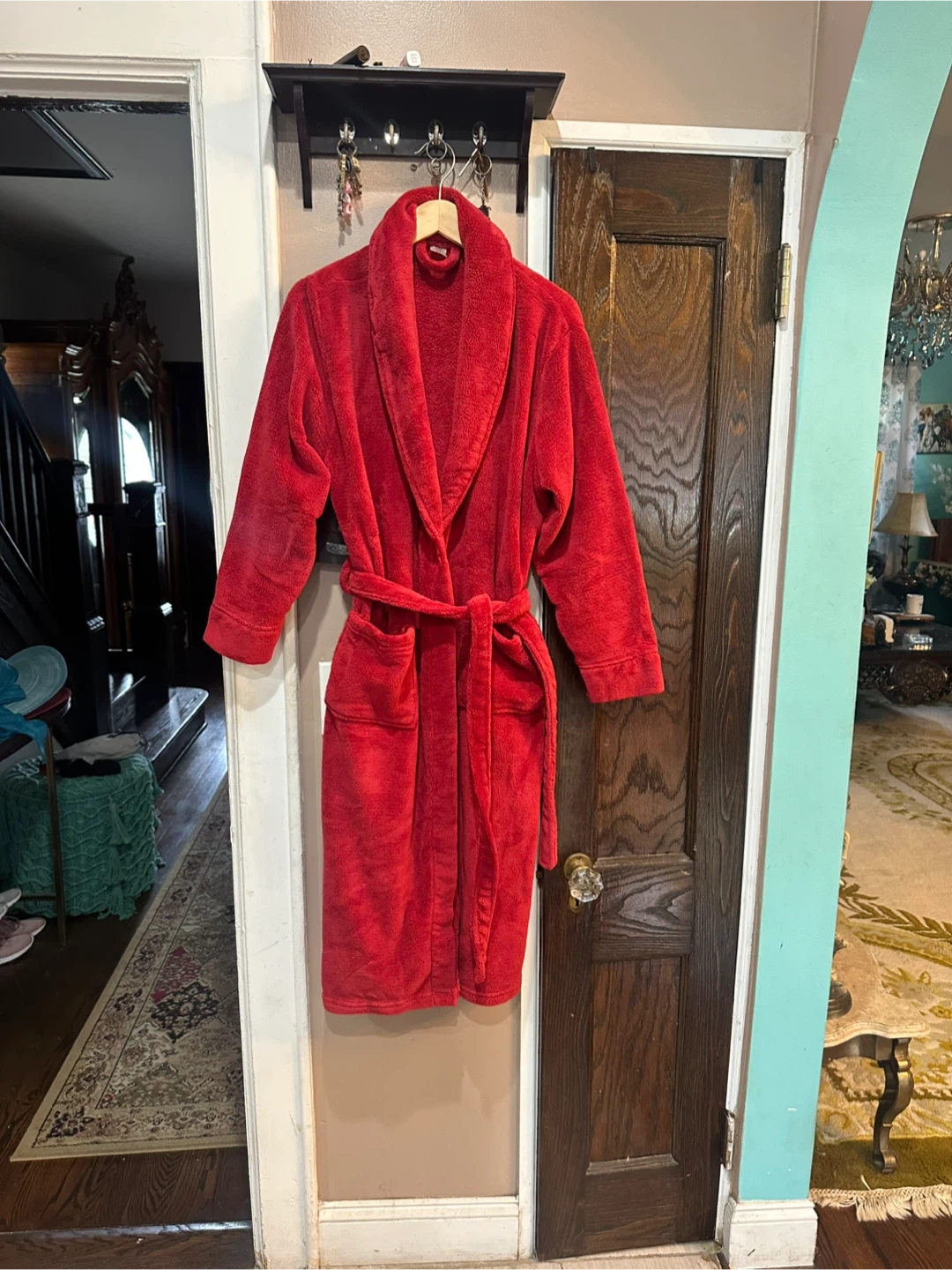 Red Coral Fleece Bathrobe