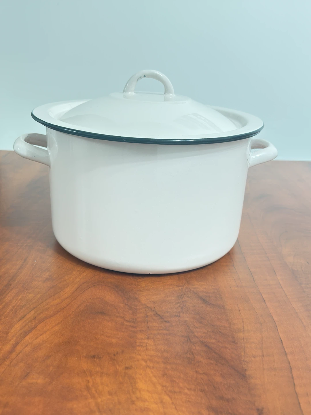 White Enamel Stock Pot with Lid (Brand New)
