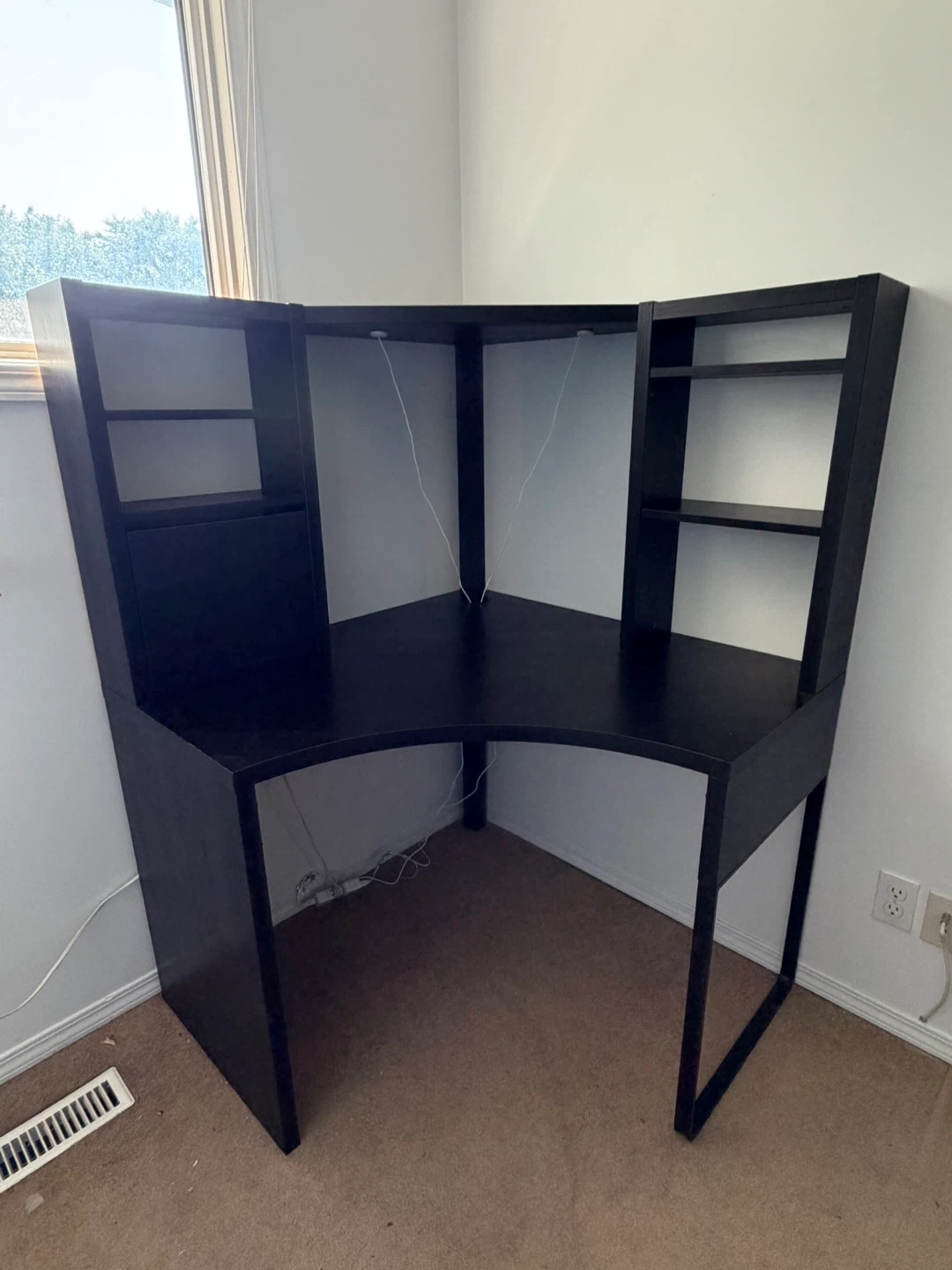Black Corner Desk with Shelves