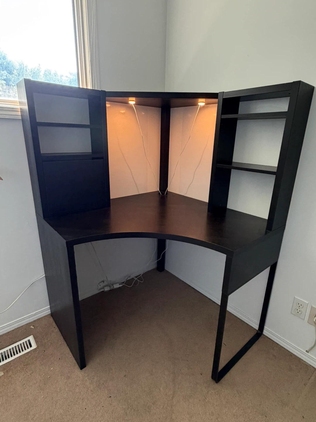 Black Corner Desk with Shelves - photo 2