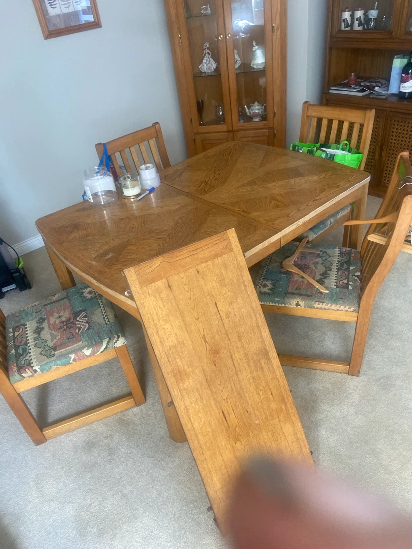 Oak Dining Table and China Cabinet Hutch