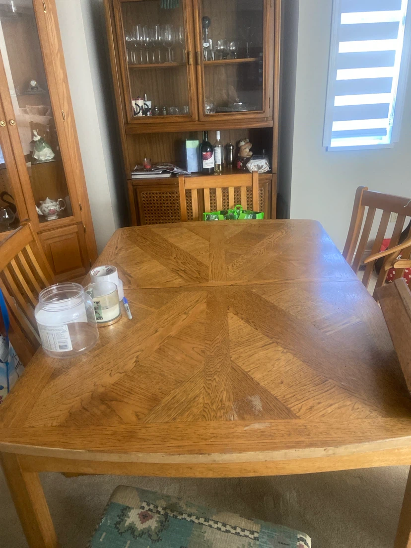 Oak Dining Table and China Cabinet Hutch - photo 3