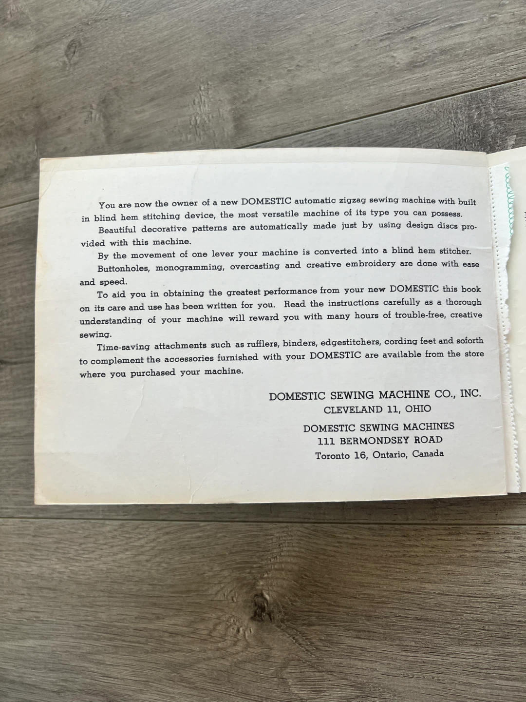 Vintage Domestic Zigzag Sewing Machine Model 762 User Manual - photo 3