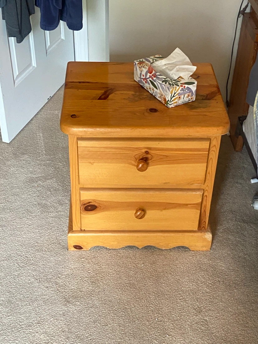 Solid Wood Bedroom Set: Nightstand and Tall Dresser