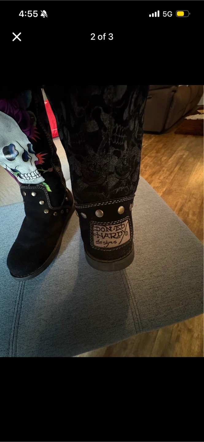 Ed Hardy Skull & Roses Boots size 6 - photo 2
