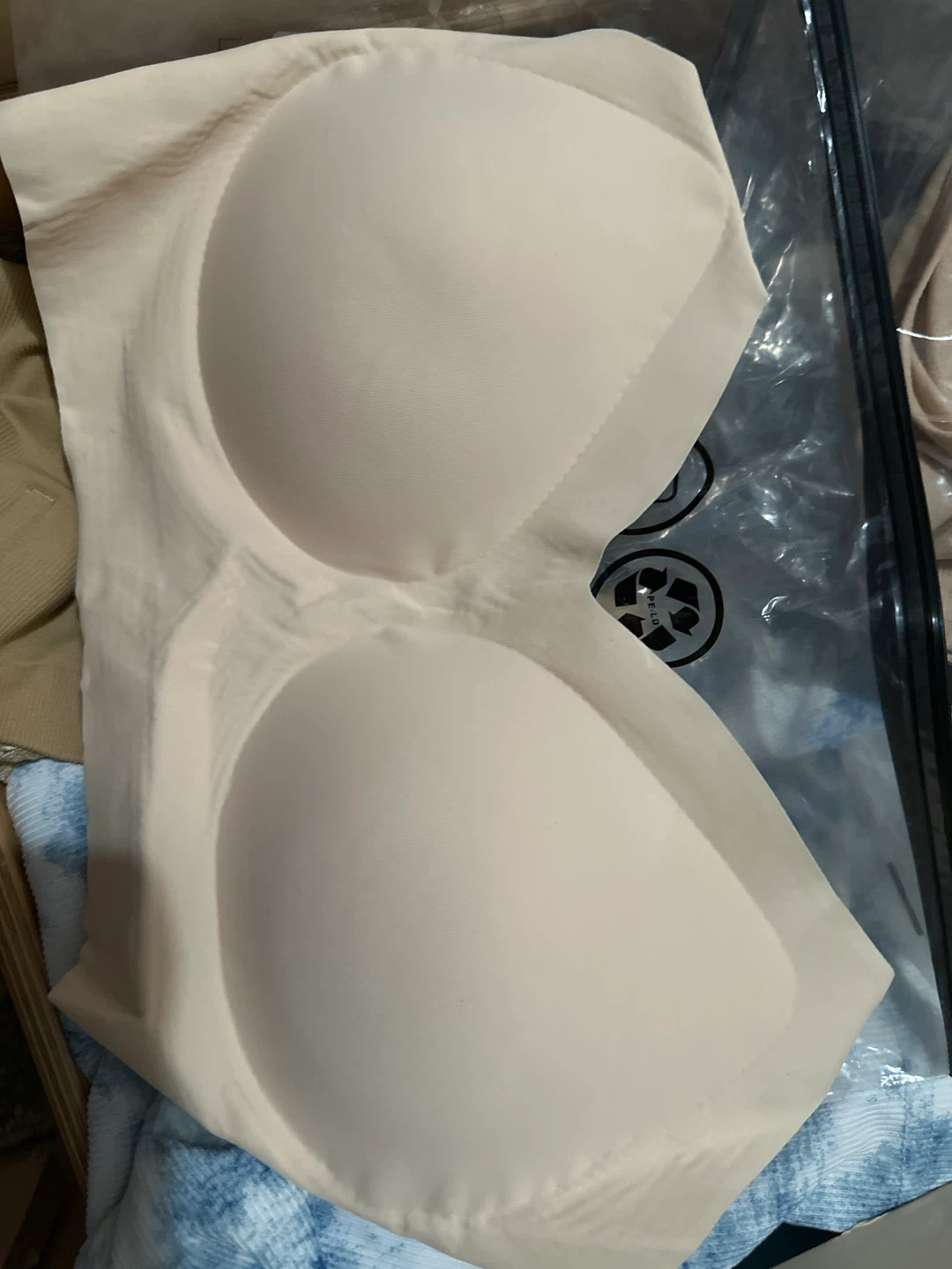 Beige padded wireless Bra