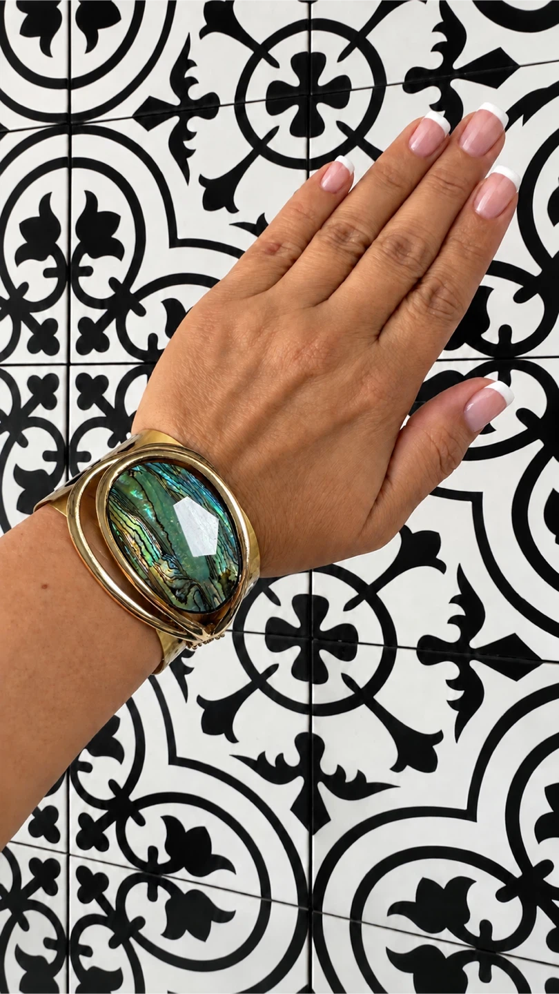 Gold Tone Brooch with Abalone Inlay
