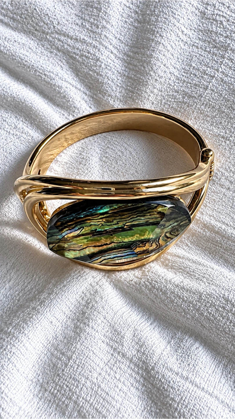 Gold Tone Brooch with Abalone Inlay - photo 2