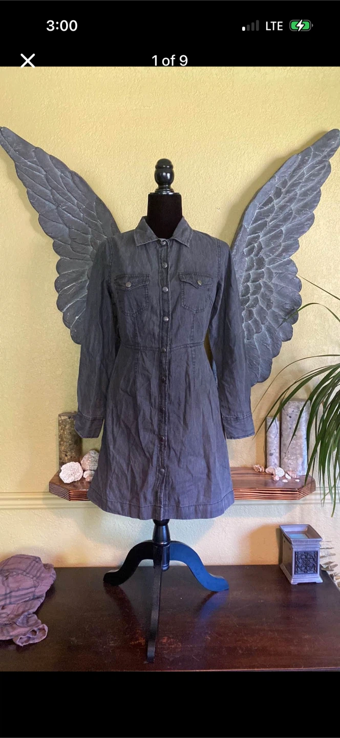 Long Light Denim Button Down Jacket