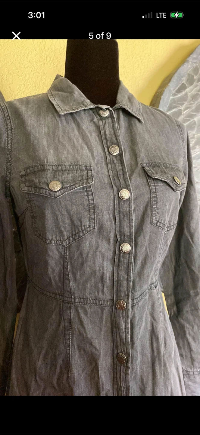 Long Light Denim Button Down Jacket - photo 5