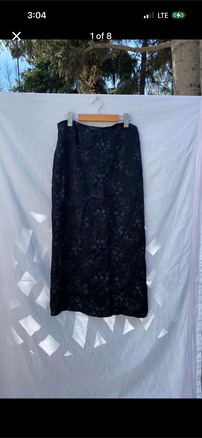 Vintage Floral Satin Maxi Skirt