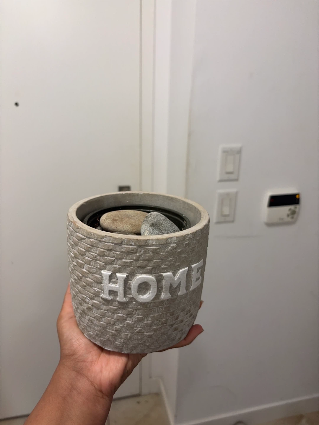 Decorative Stone Pot with "HOME" inscription