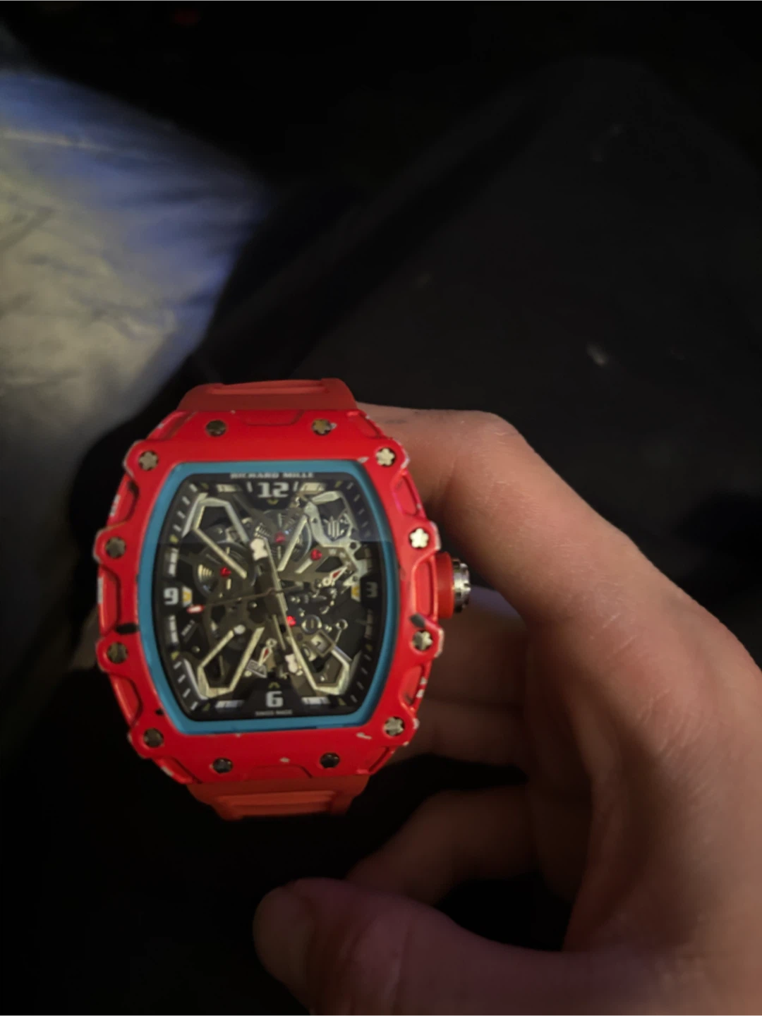 Richard Mille Style Red Rubber Watch
