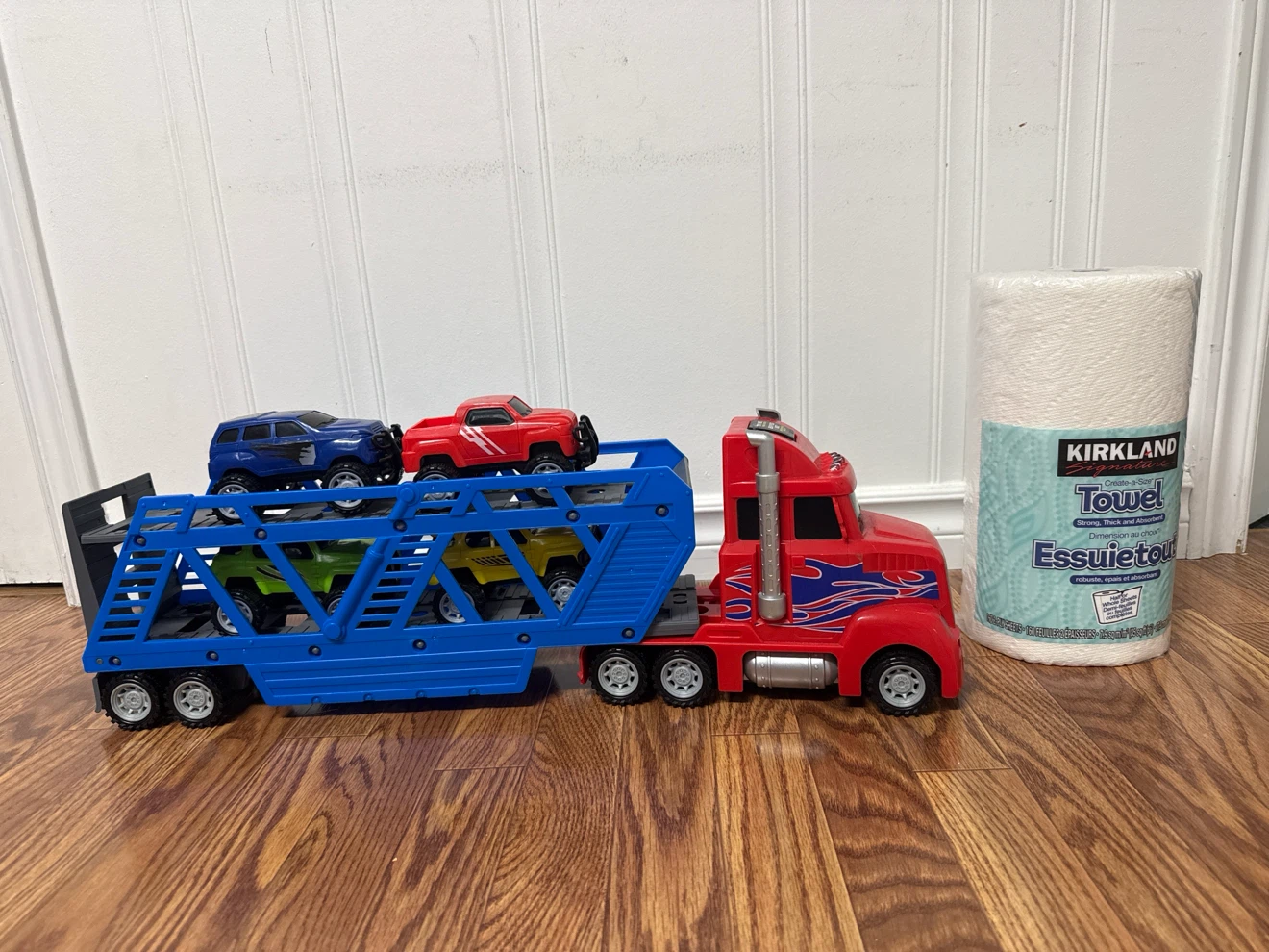 Toy Car Hauler Truck with 4 Mini Vehicles
