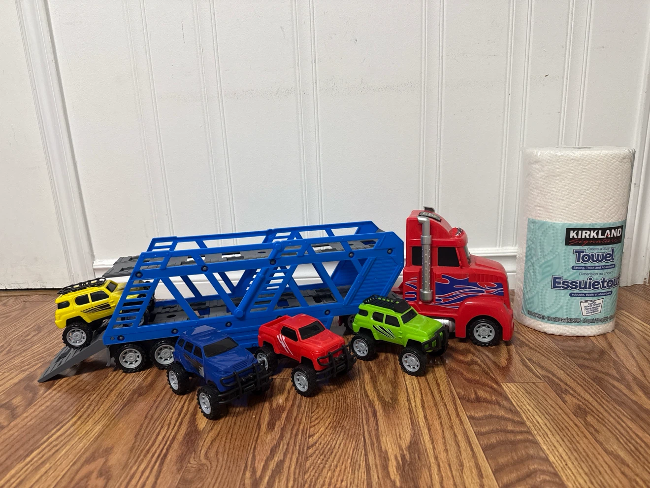 Toy Car Hauler Truck with 4 Mini Vehicles - photo 2