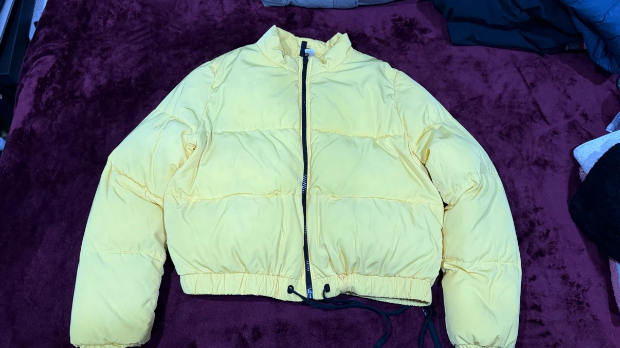 Yellow Cropped Puffer Jacket - photo 2
