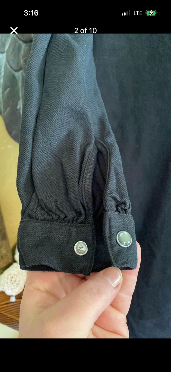 Gap Long Black Denim Button Down Coat - photo 2