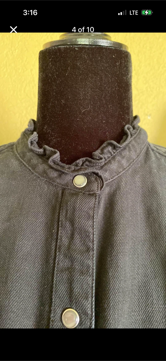 Gap Long Black Denim Button Down Coat - photo 5
