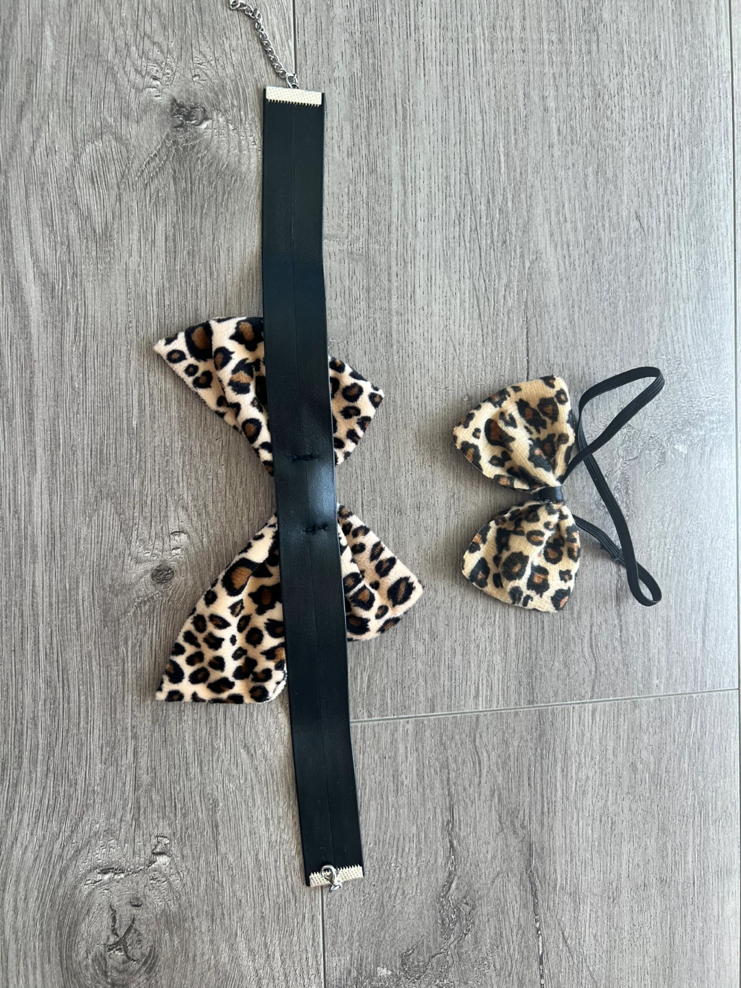 Leopard Print Bow Set Choker and hair tie - photo 5