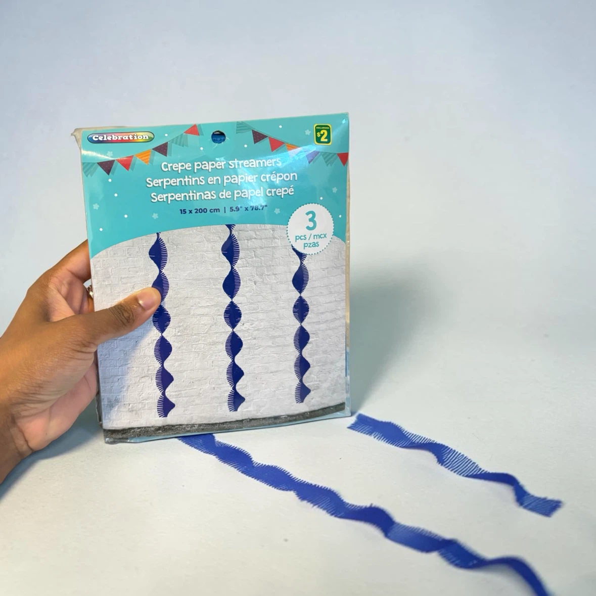 Celebration Blue Crepe Paper Streamers - 3 Pack