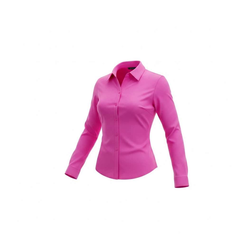 Hot Pink Long-Sleeved Button-Down Shirt