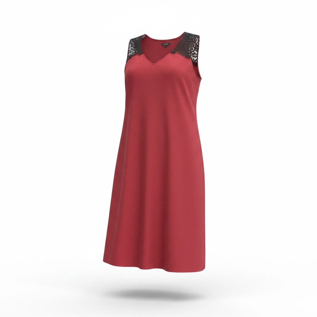 Red sleeveless dress with lace