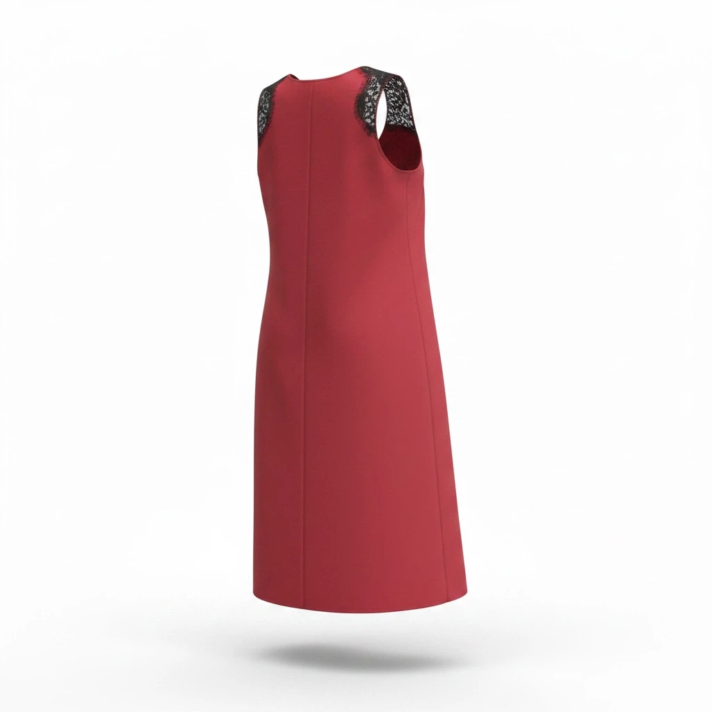 Red sleeveless dress with lace - photo 2