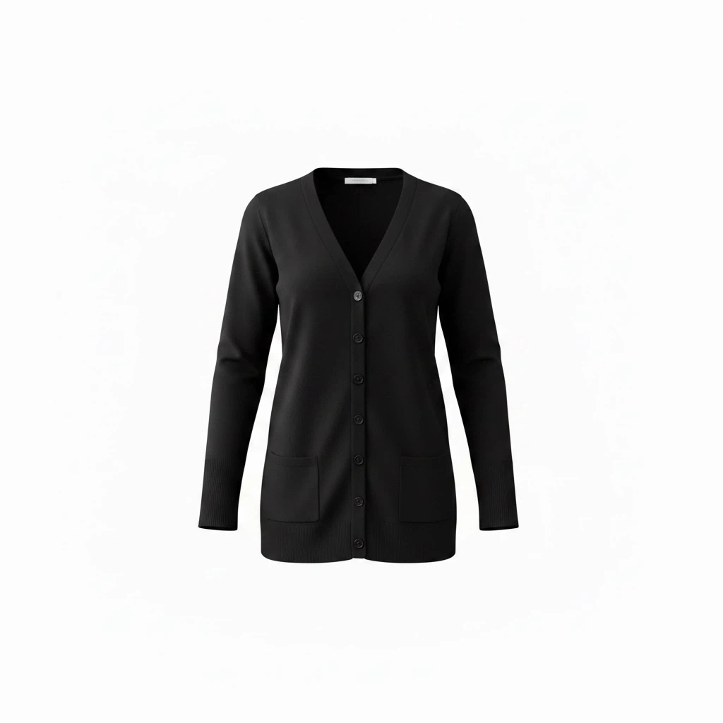 Black Long-Sleeved V-Neck Cardigan