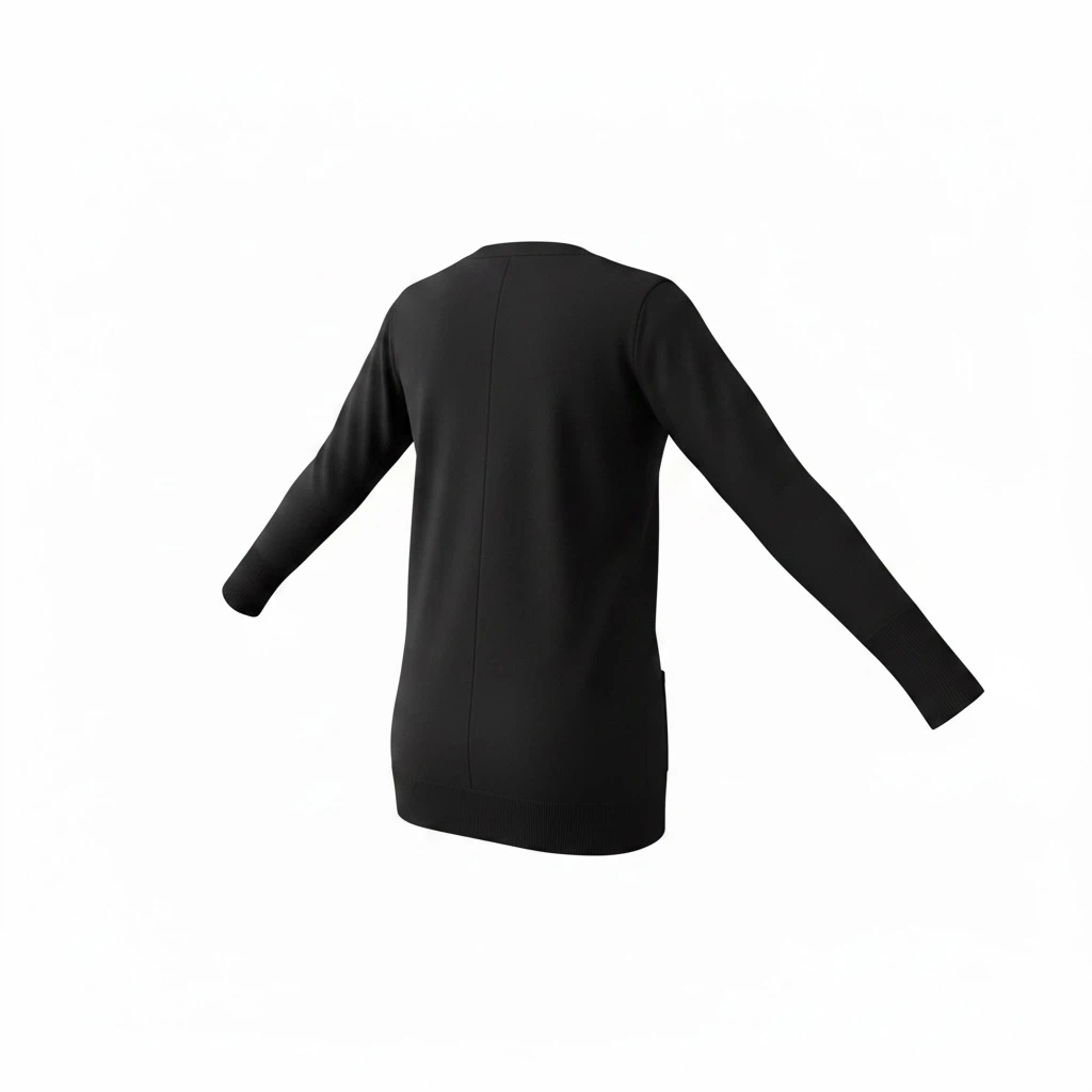 Black Long-Sleeved V-Neck Cardigan - photo 2