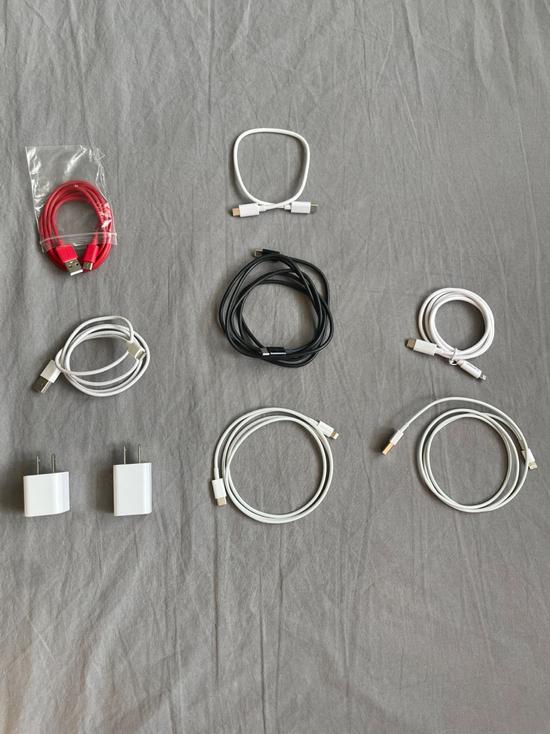 Assorted USB Charging Cables and Power Adapters