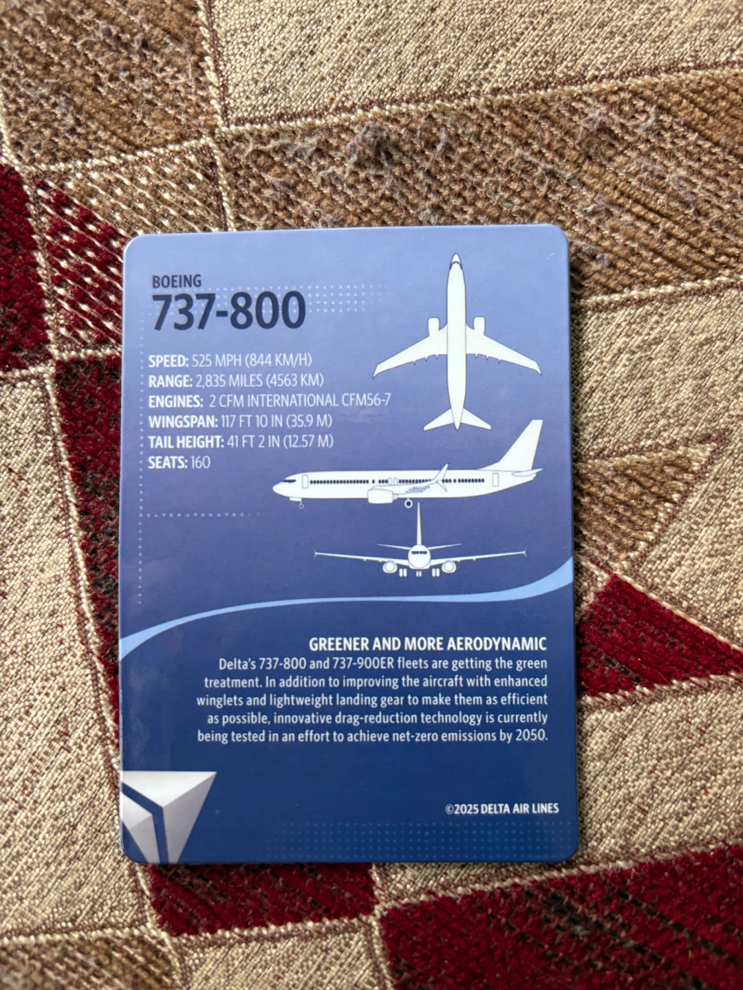 Delta Boeing 737-800 Information Card - photo 2