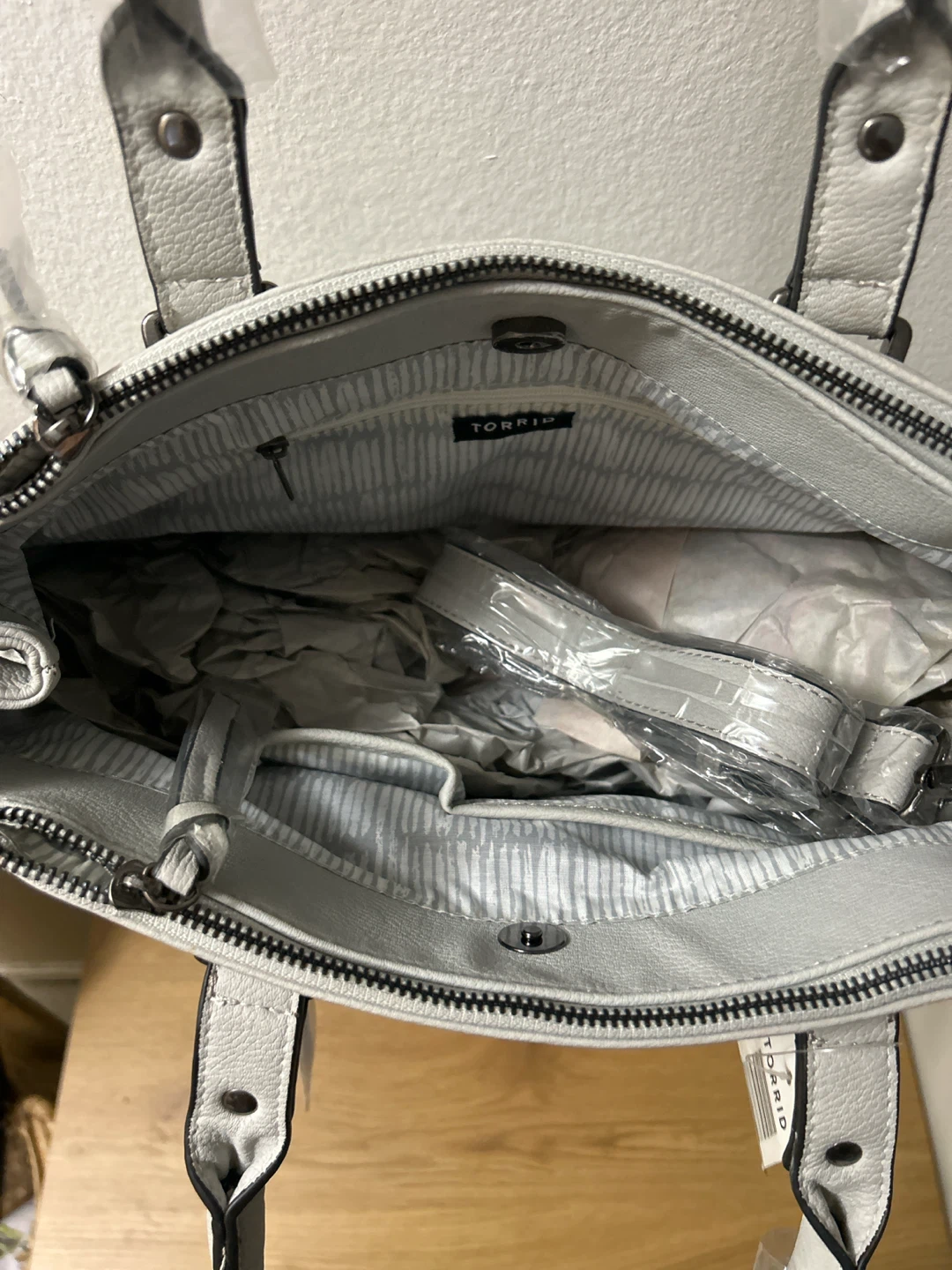 Torrid Studded Satchel Bag - Light Gray - photo 2