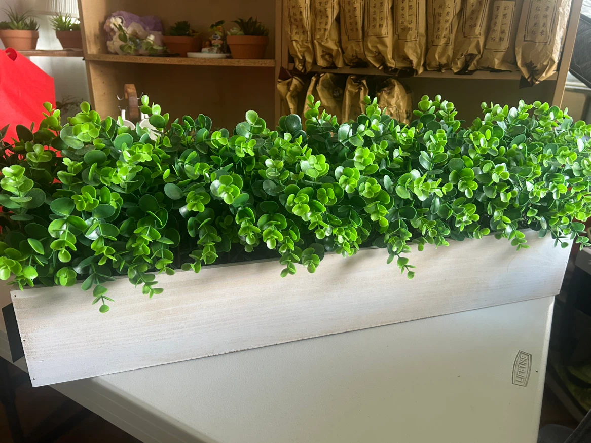 Artificial Greenery in Wooden Planter Box