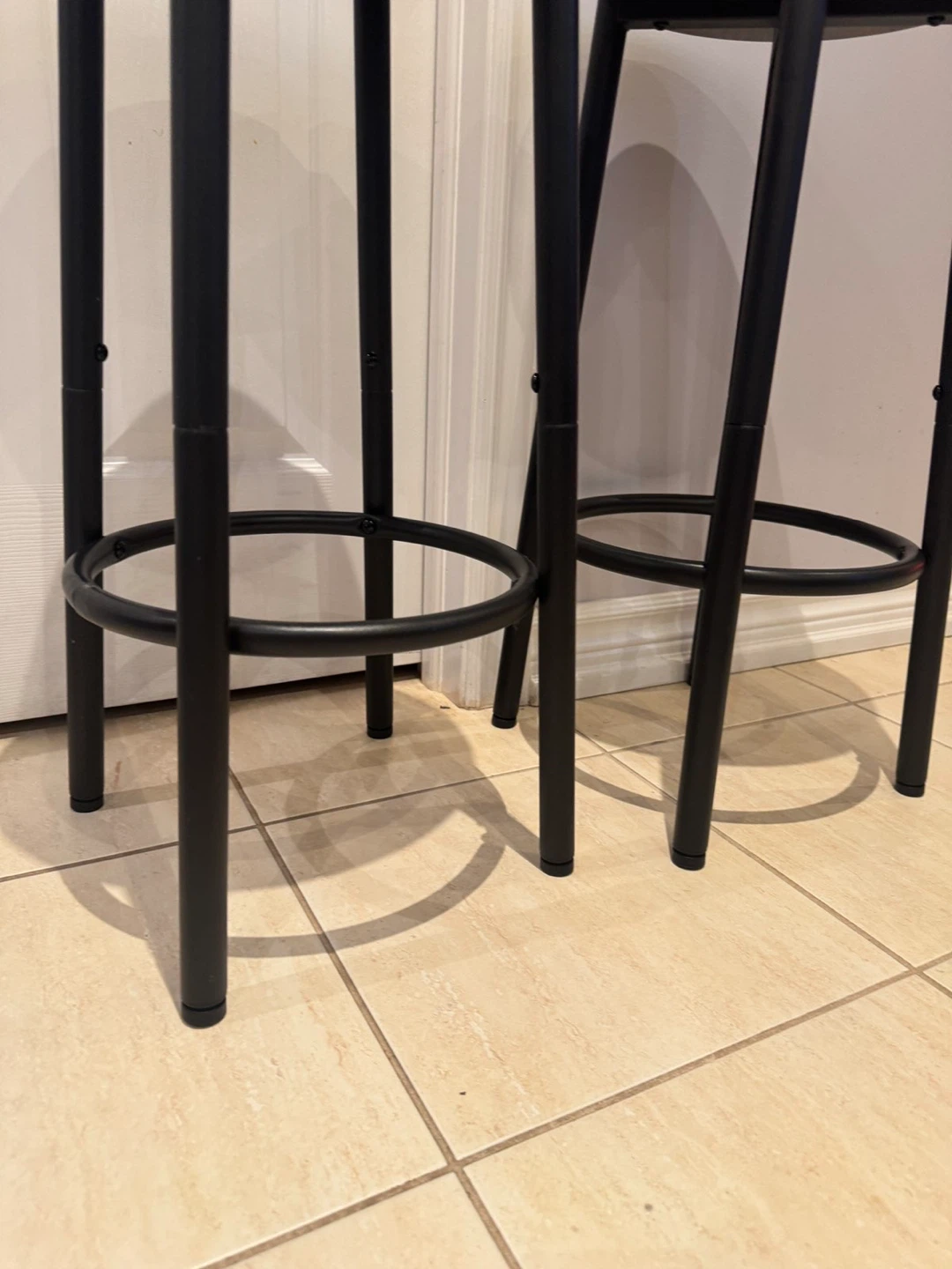 Set of 2 Bar Stools - Rustic Wood Top, Black Metal Frame - photo 2