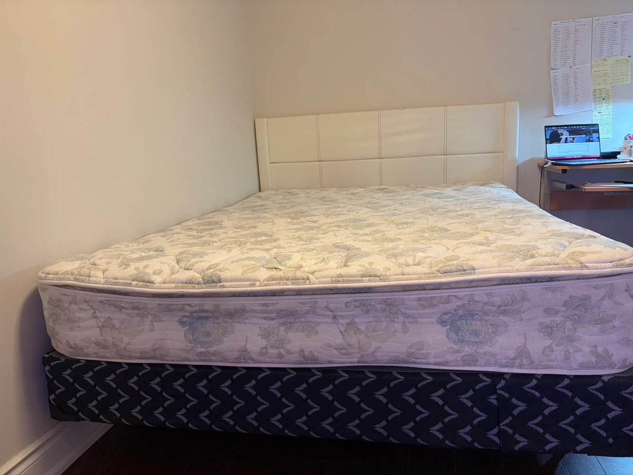 Queen size  spring mattress, bed box with bed frame full set - photo 2
