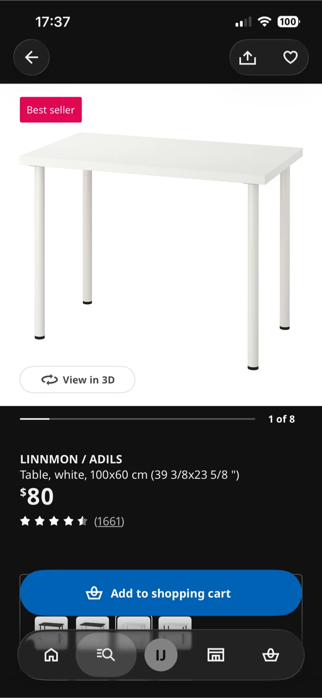 IKEA LINNMON / ADILS Table - White - photo 5