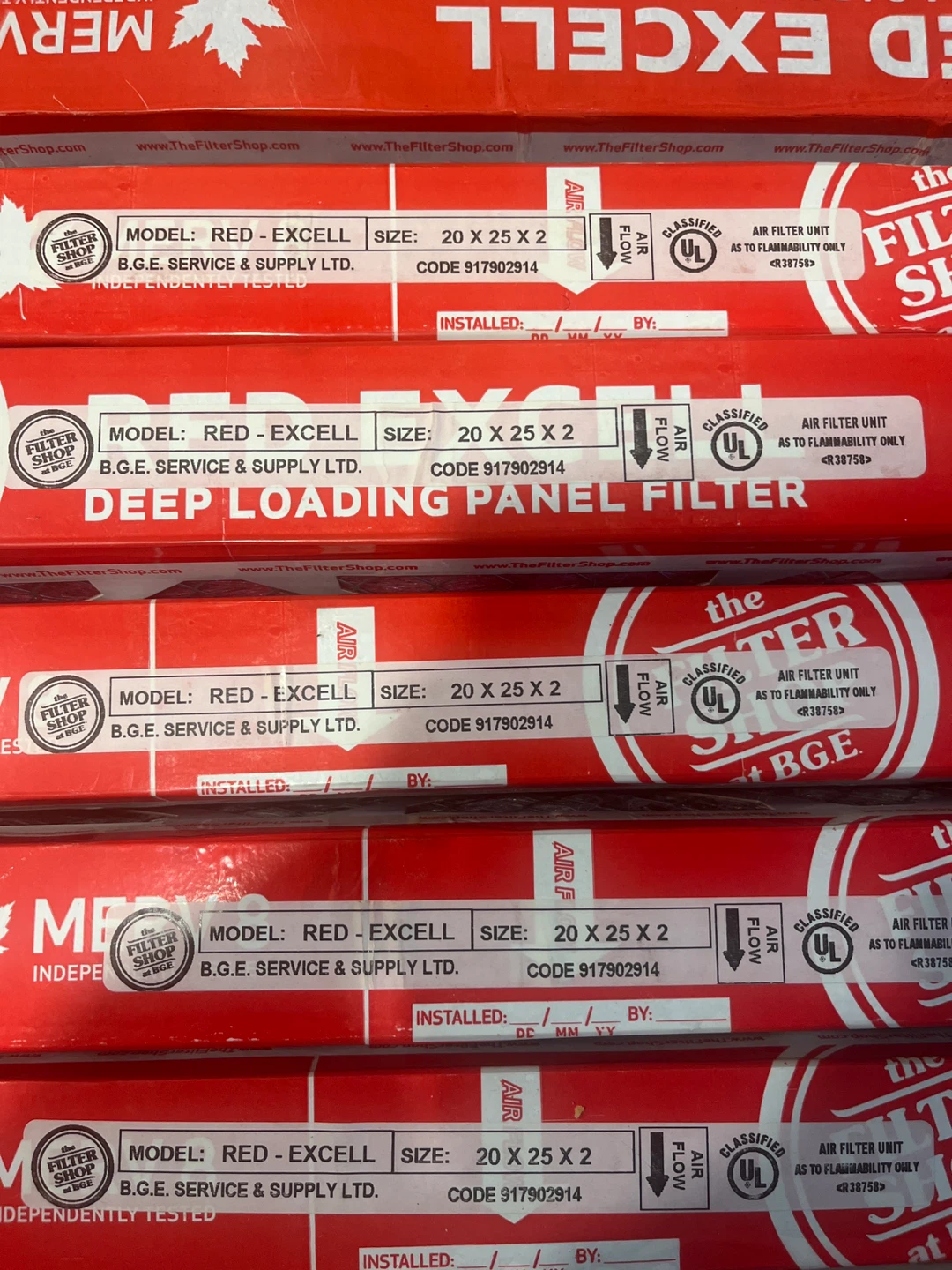 12 B.G.E. Red Excell Air Filters 20 x 25 x 2 - photo 3