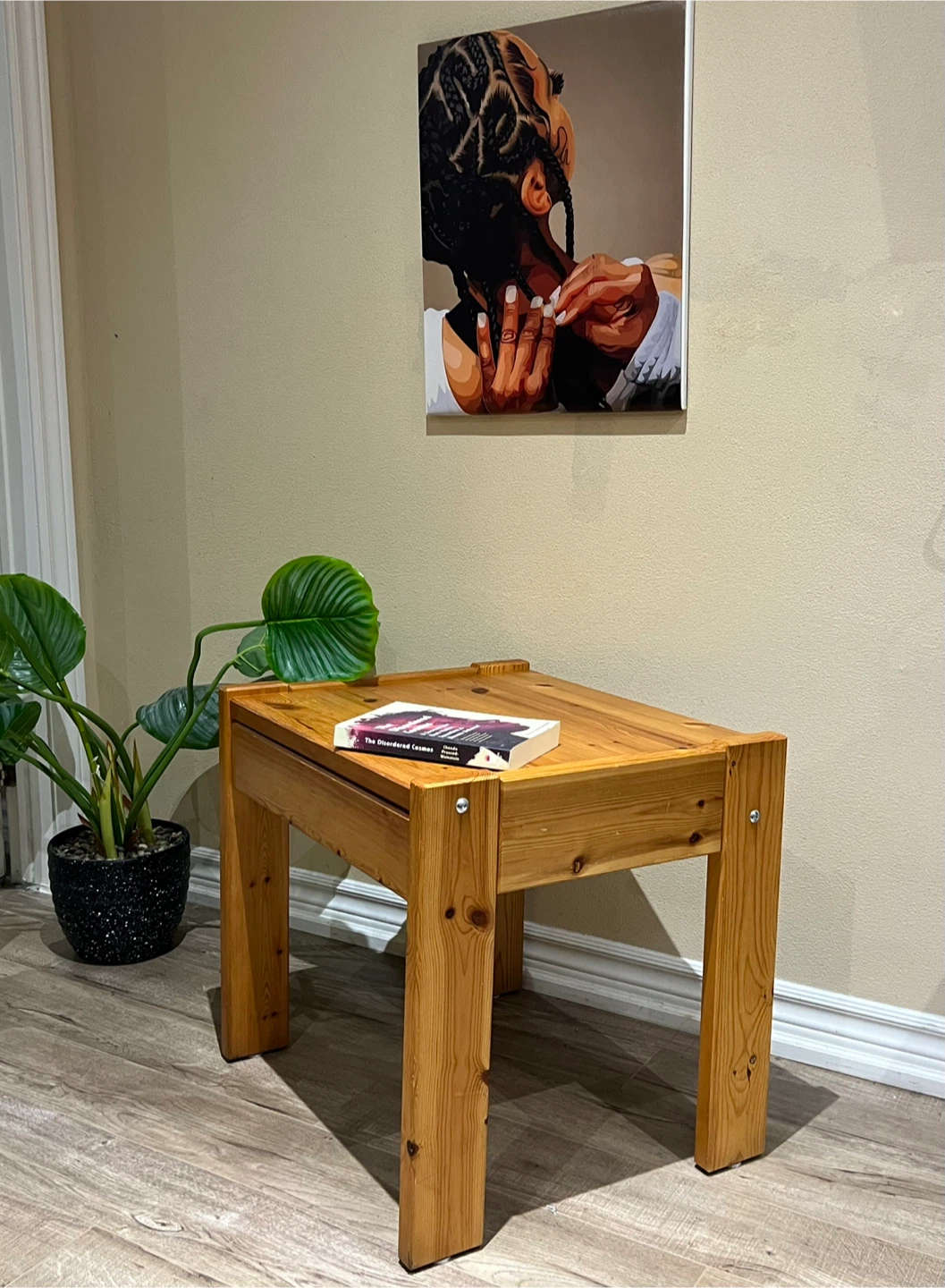 Vintage Solid Pine Nightstand / End Table