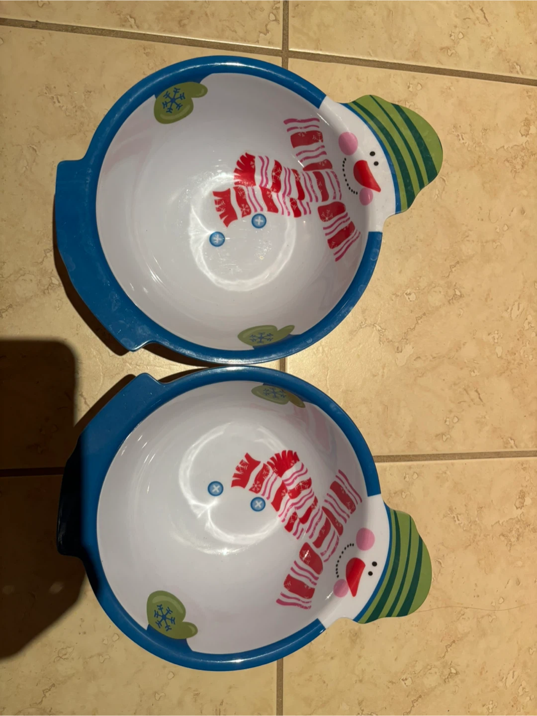 Two snowman bowls