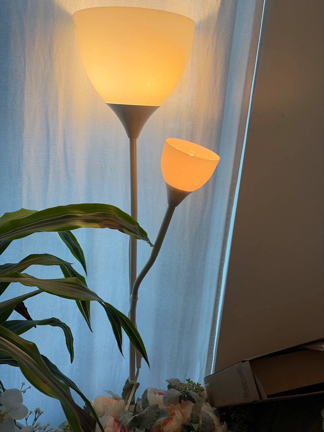 White Dual-Head Floor Lamp
